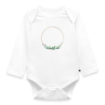 Botany circle customizable - Organic Longsleeve Baby Bodysuit - white - Front