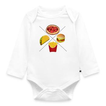 Fast food logo - Body Bébé bio manches longues - blanc - Devant