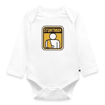 Stuntman Stunt CrutchBiker Mtb Motocross Funny - Organic Longsleeve Baby Bodysuit - white - Front