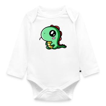 Dinosaur Kawaii - Organic Longsleeve Baby Bodysuit - white - Front