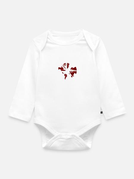Kompass weiß-rot - Langærmet babybody, økologisk bomuld - hvid