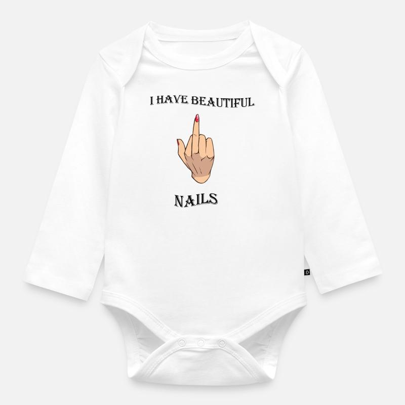 I HAVE BEAUTIFUL NAILS - Body Bébé bio manches longues - blanc