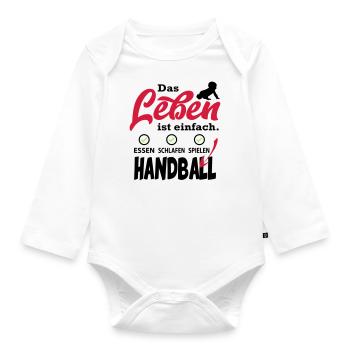 Baby Spielen Sport Sprüche Handball - Baby Bio-Langarm-Body - Weiß - Vorne