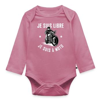 Je suis libre je suis à moto - Body Bébé bio manches longues - mauve - Devant