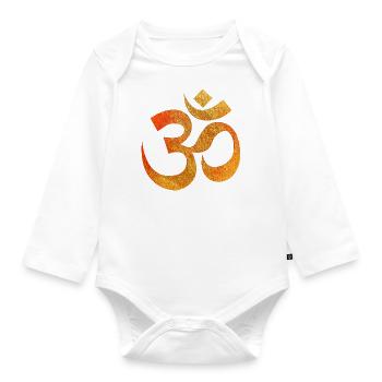 OM gold orange - Organic Longsleeve Baby Bodysuit - white - Front