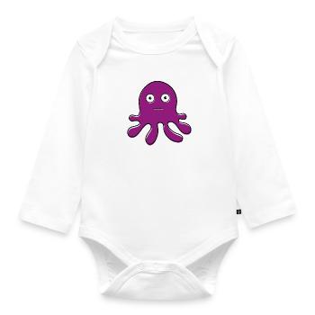Lila Krake - Baby Bio-Langarm-Body - Weiß - Vorne