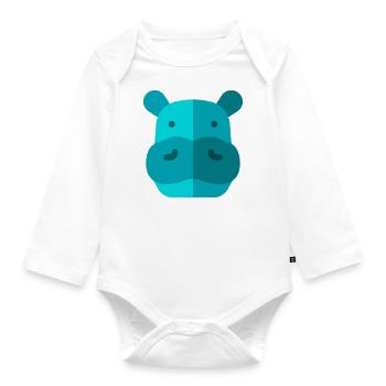 Nilpferd - Baby Bio-Langarm-Body - Weiß - Vorne