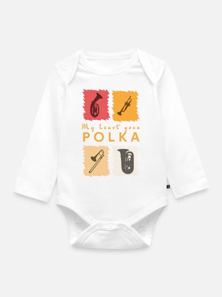 My heart goes Polka - Baby Bio-Langarm-Body - Weiß