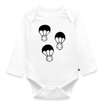 Cute Hamster Skydiver - Organic Longsleeve Baby Bodysuit - white - Front