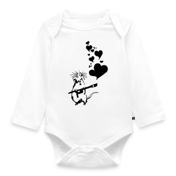 Rat Banksy Street Art LOVE IS IN THE AIR - Organic Longsleeve Baby Bodysuit - white - Front
