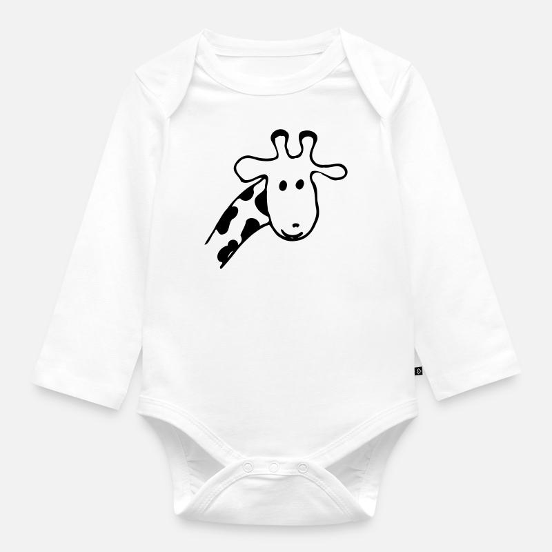 Giraffe - Baby Bio-Langarm-Body - Weiß