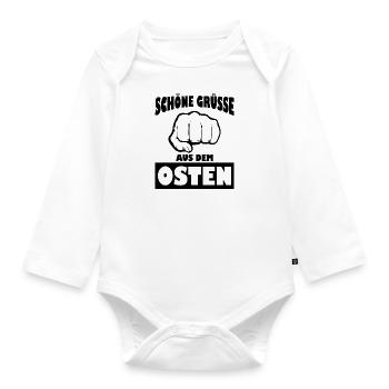 Schöne grüsse osten Geschenk Ossi Ostdeutschland - Baby Bio-Langarm-Body - Weiß - Vorne