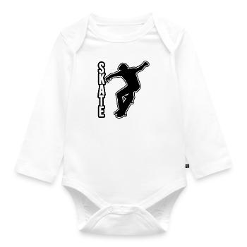 Skate - Skater - Baby Bio-Langarm-Body - Weiß - Vorne
