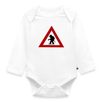 Troll-Gefahrenzeichen - Baby Bio-Langarm-Body - Weiß - Vorne