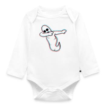 dabbing ghost Halloween - Organic Longsleeve Baby Bodysuit - white - Front