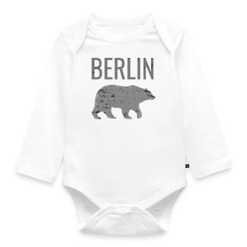Berlin mit dem Bären Bär wie Berlin Spruch - Baby Bio-Langarm-Body - Weiß - Vorne