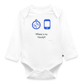Where is my mobile phone? - Organic Longsleeve Baby Bodysuit - white - Front