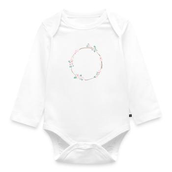 Flowers circle cherry blossoms customizable - Organic Longsleeve Baby Bodysuit - white - Front