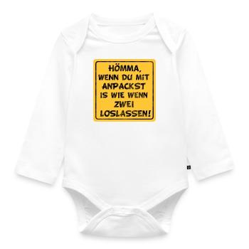 SPRUCH LUSTIG BAUARBEITER BAUSTELLE BAU GESCHENK - Baby Bio-Langarm-Body - Weiß - Vorne