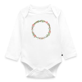 Cercle de couronne fleurs personnalisable - Body Bébé bio manches longues - blanc - Devant