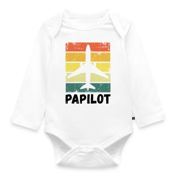 Pilot Dad Father Papilot - Organic Longsleeve Baby Bodysuit - white - Front