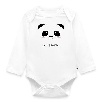 baby panda - Organic Longsleeve Baby Bodysuit - white - Front