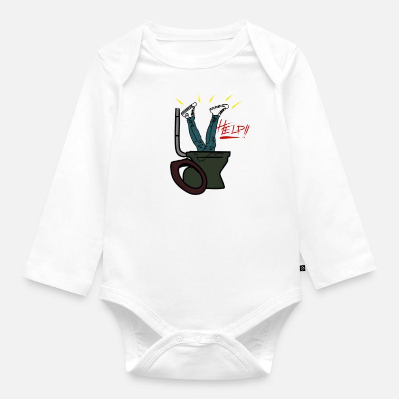 Aide Wc - Body Bébé bio manches longues - blanc