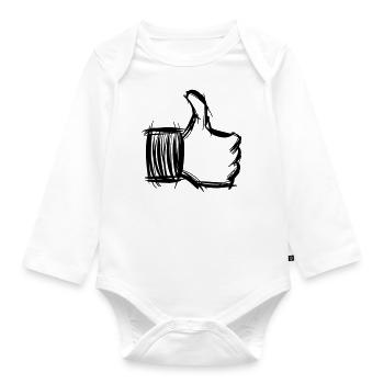 Daumen hoch Symbol, hand gezeichnet - Baby Bio-Langarm-Body - Weiß - Vorne