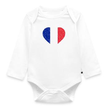 Frankreich Herz Vintage - Baby Bio-Langarm-Body - Weiß - Vorne