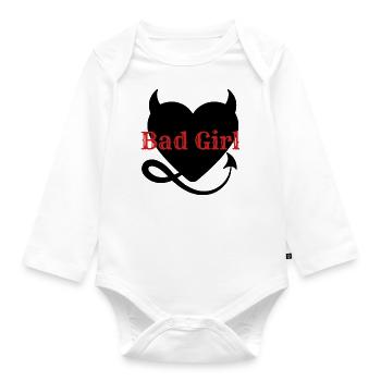 Bad Girl - Organic Longsleeve Baby Bodysuit - white - Front