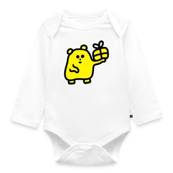 Hamster avec cadeau - Body Bébé bio manches longues - blanc - Devant
