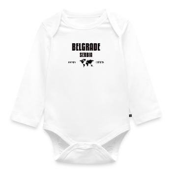 Belgrade, Serbia - Organic Longsleeve Baby Bodysuit - white - Front