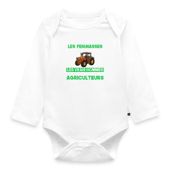 Les vrais hommes deviennent agriculteurs - Body Bébé bio manches longues - blanc - Devant