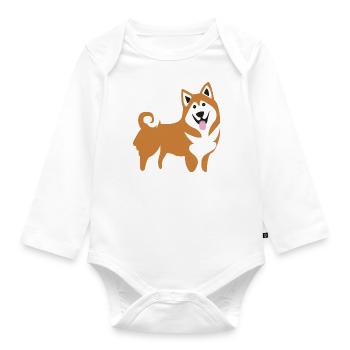 Shiba Inu, Islandhund - Baby Bio-Langarm-Body - Weiß - Vorne