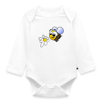 bee - Organic Longsleeve Baby Bodysuit - white - Front