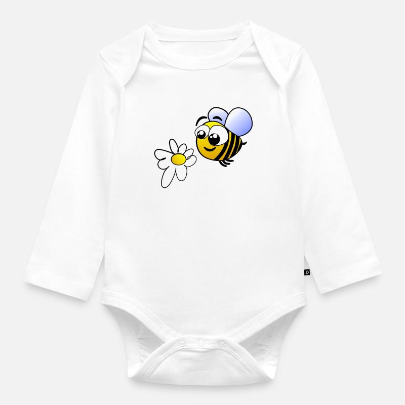 Biene - Baby Bio-Langarm-Body - Weiß