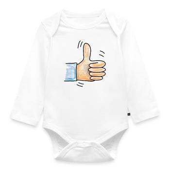 Daumen hoch - Baby Bio-Langarm-Body - Weiß - Vorne