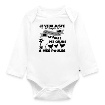 Mon Jardin et mes poules Cadeau - Body Bébé bio manches longues - blanc - Devant