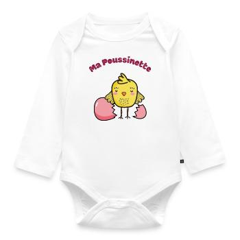 Poussinette Surnom drôle affectueux fille femme - Body Bébé bio manches longues - blanc - Devant