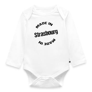 made in strasbourg - Organic Longsleeve Baby Bodysuit - white - Front