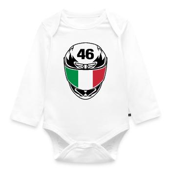 Moto Motorsport Numéro 46 Italie Drapeau - Body Bébé bio manches longues - blanc - Devant