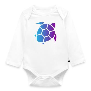 Tortue bleue violette esquissée - Body Bébé bio manches longues - blanc - Devant