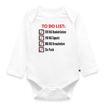 Trainingserfolge TO DO LISTE - Baby Bio-Langarm-Body - Weiß - Vorne
