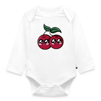 Cerises Kawaii ! - Body Bébé bio manches longues - blanc - Devant