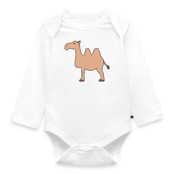 camel - Organic Longsleeve Baby Bodysuit - white - Front