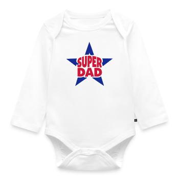 Super Papa Star - Baby Bio-Langarm-Body - Weiß - Vorne