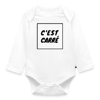 C EST CARRÉ - Humour maths Prof Géométrie Sciences - Body Bébé bio manches longues - blanc - Devant
