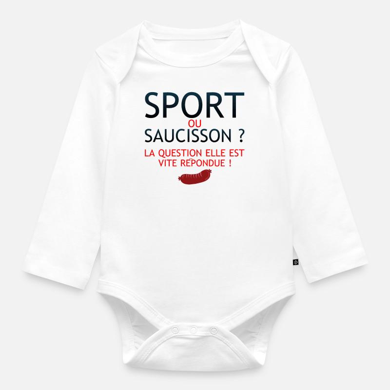saucisson sport citation question humour - Body Bébé bio manches longues - blanc