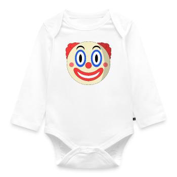 Clown clown emoji face - Organic Longsleeve Baby Bodysuit - white - Front