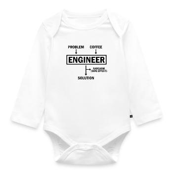 Problem Engineer Coffee Solution Sarcasm - Body Bébé bio manches longues - blanc - Devant